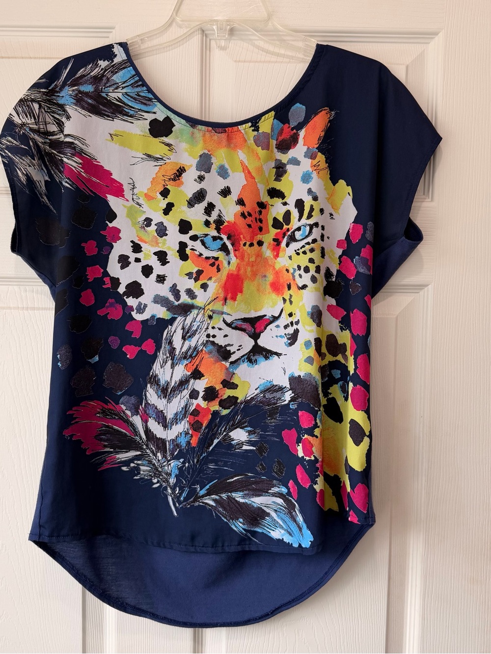 Rock & Republic Royal Blue Top with Multicolor Graphic